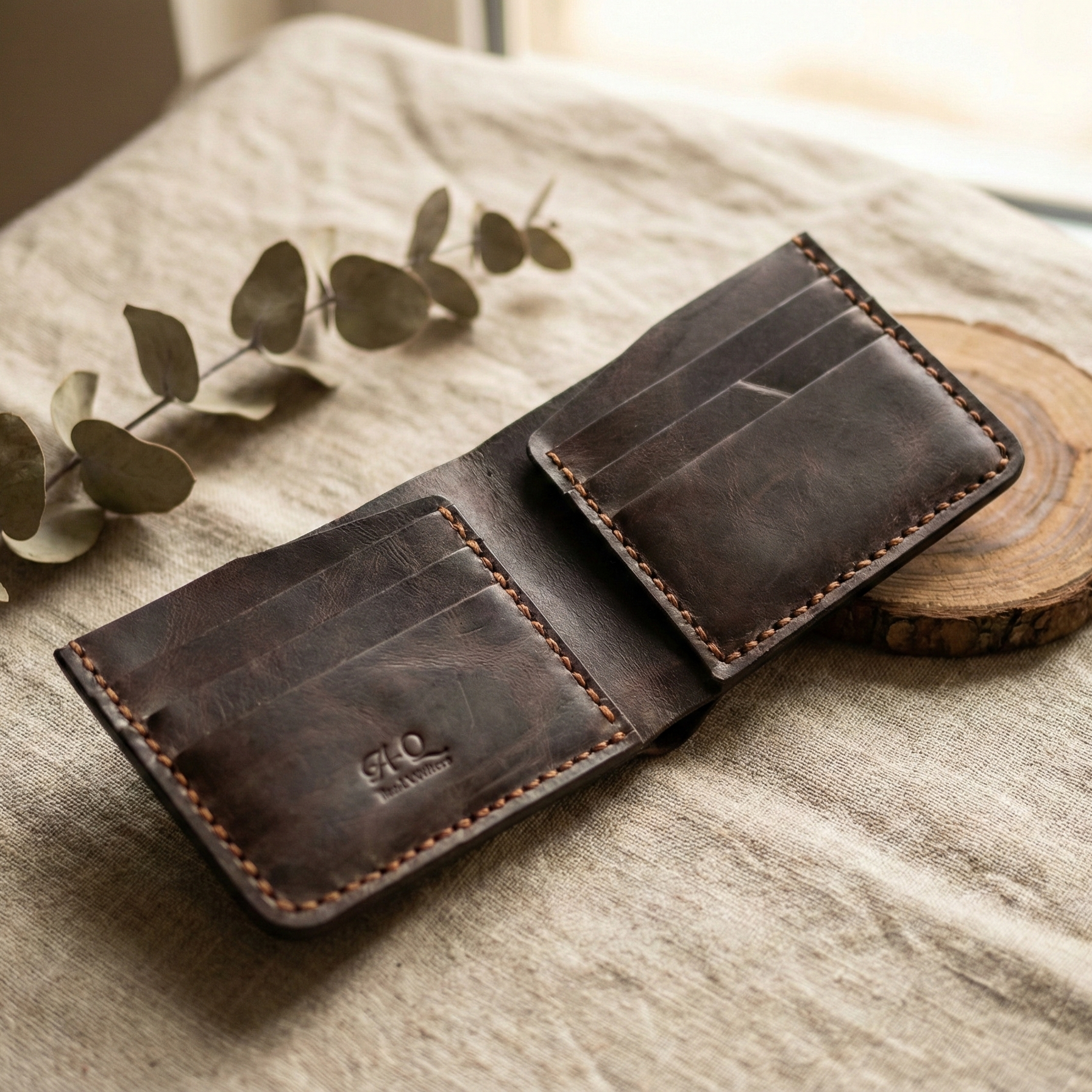 100% Handmade Soft Leather Wallet - 6 Cards Holder